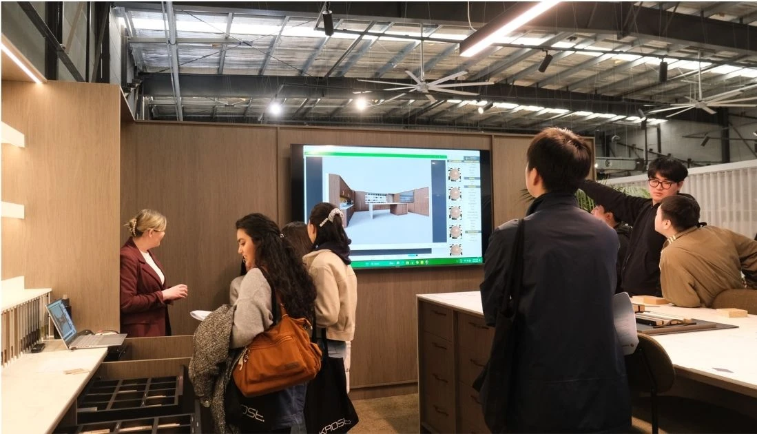 A Day with UNSW Design Students at Krost Sydney Showroom - Unsw Student Krost Showroom Tour Joinery Material Library Discover