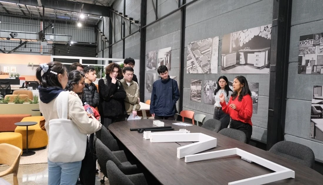A Day with UNSW Design Students at Krost Sydney Showroom - Unsw Student Krost Showroom Tour Sustainable Systems Workstations Base Workshop