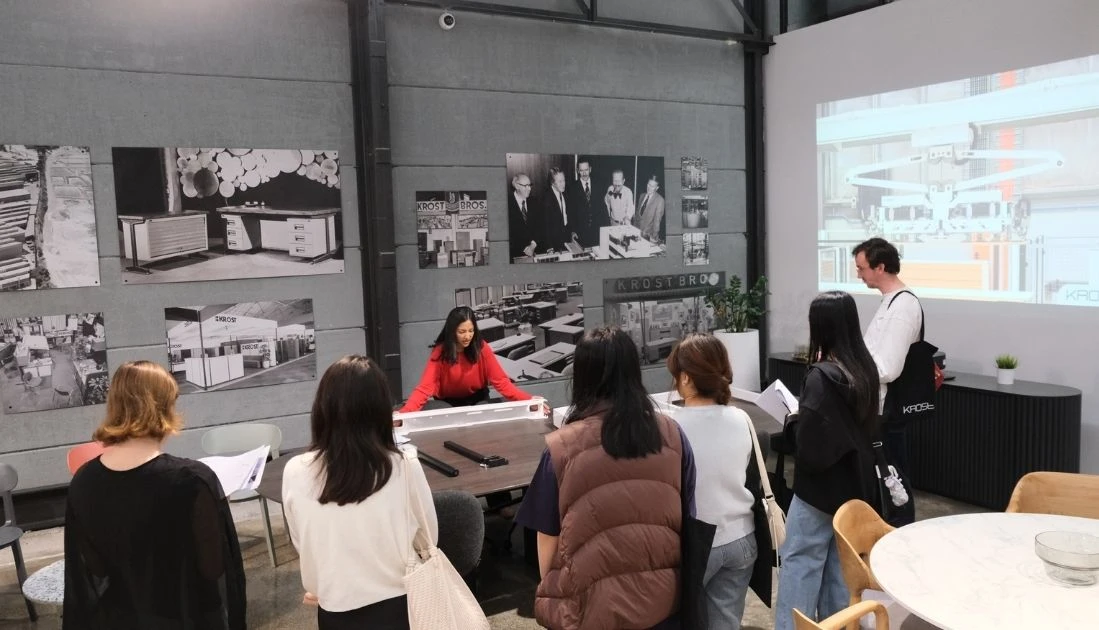 A Day with UNSW Design Students at Krost Sydney Showroom - Unsw Student Krost Showroom Tour Sustainable Systems Workstations