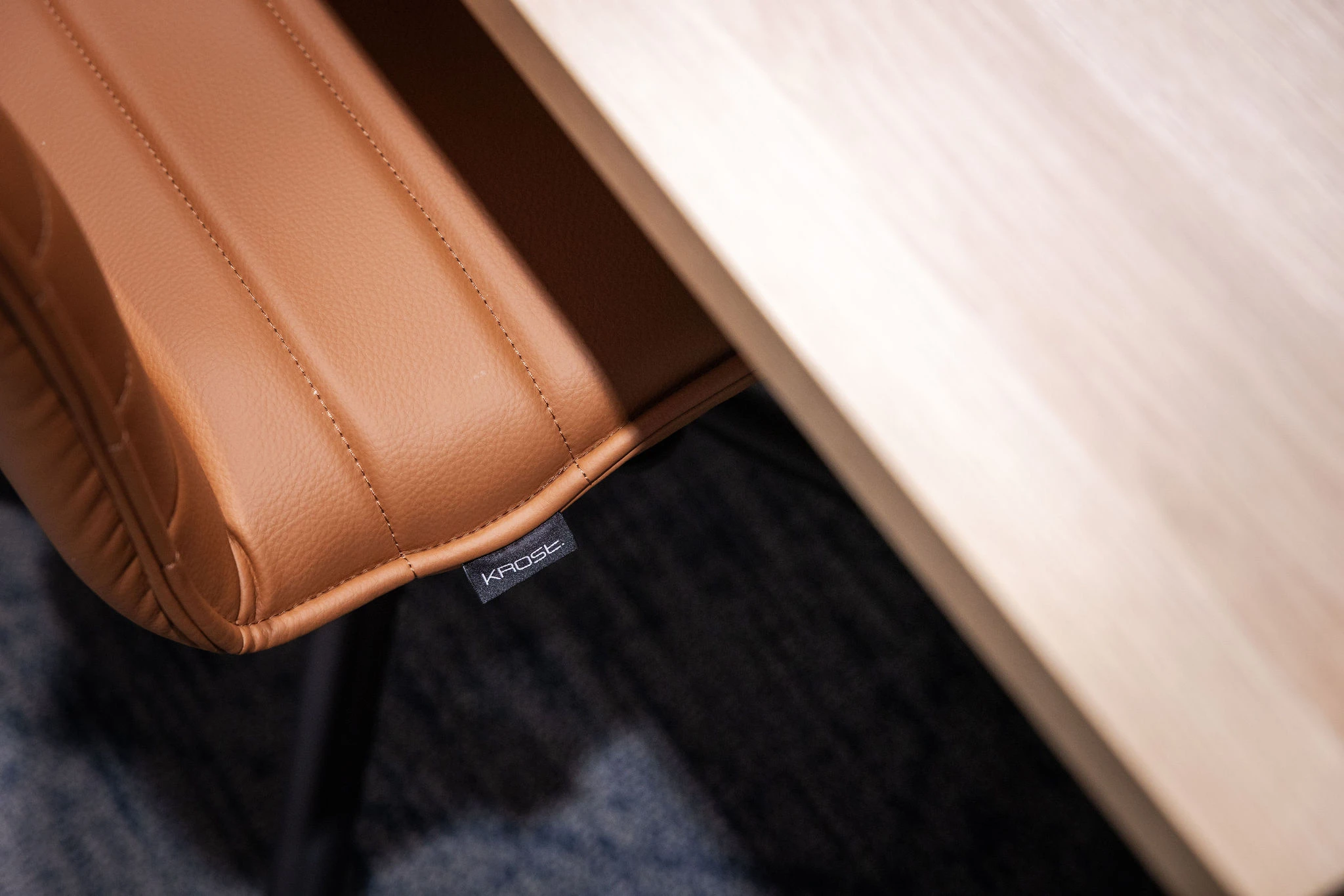 Parker chair in Next Generation synthetic tan leather, close detail
