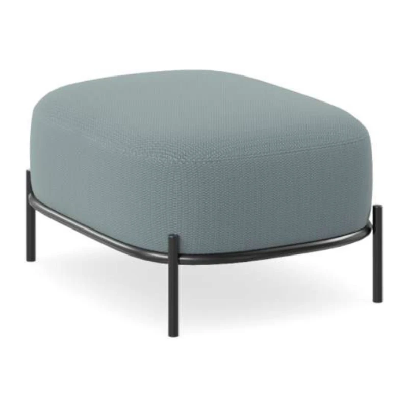 Maya Large Ottoman - Blue-Grey Fabric