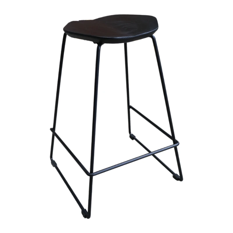 Medium Hexagonal Stool - Black Stain - Black Frame