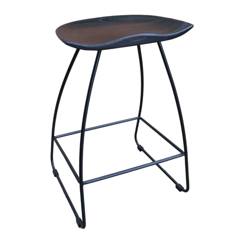 Medium Saddle Stool - Black Stain - Black Frame