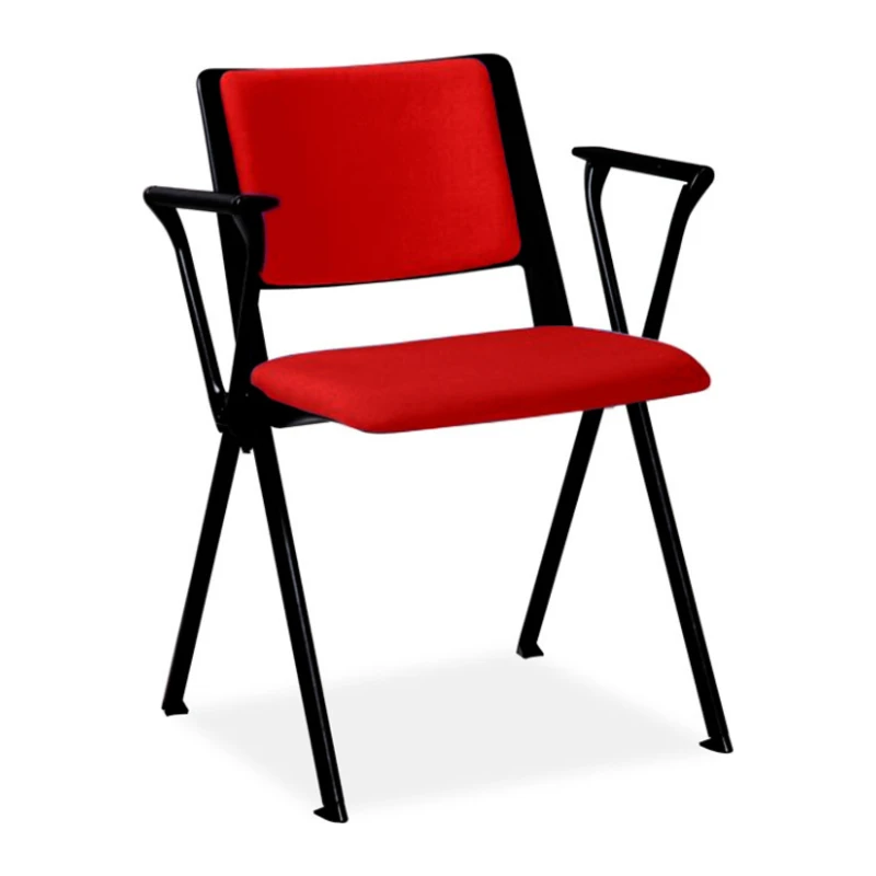 Noma - Arms - Red Fabric Seat & Back - Black Frame