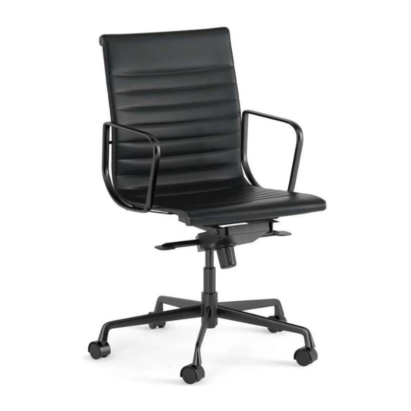 Sax Medium Back - Black Leather - Black Base & Arms