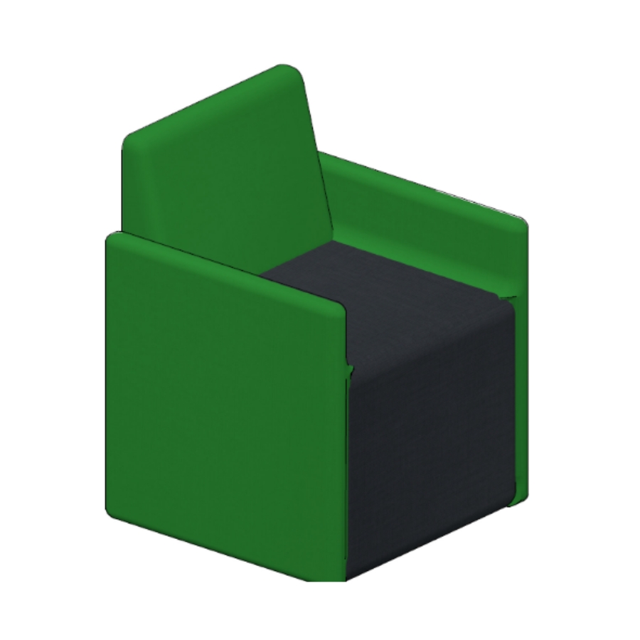 Linea Modular Lounge - 600W Seat with Armrests | Shade Base, Grass Back
