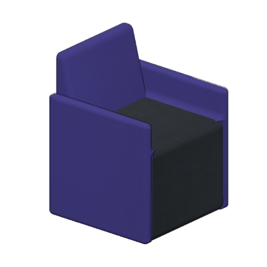 Linea Modular Lounge - 600W Seat with Armrests | Shade Base, Iris Back