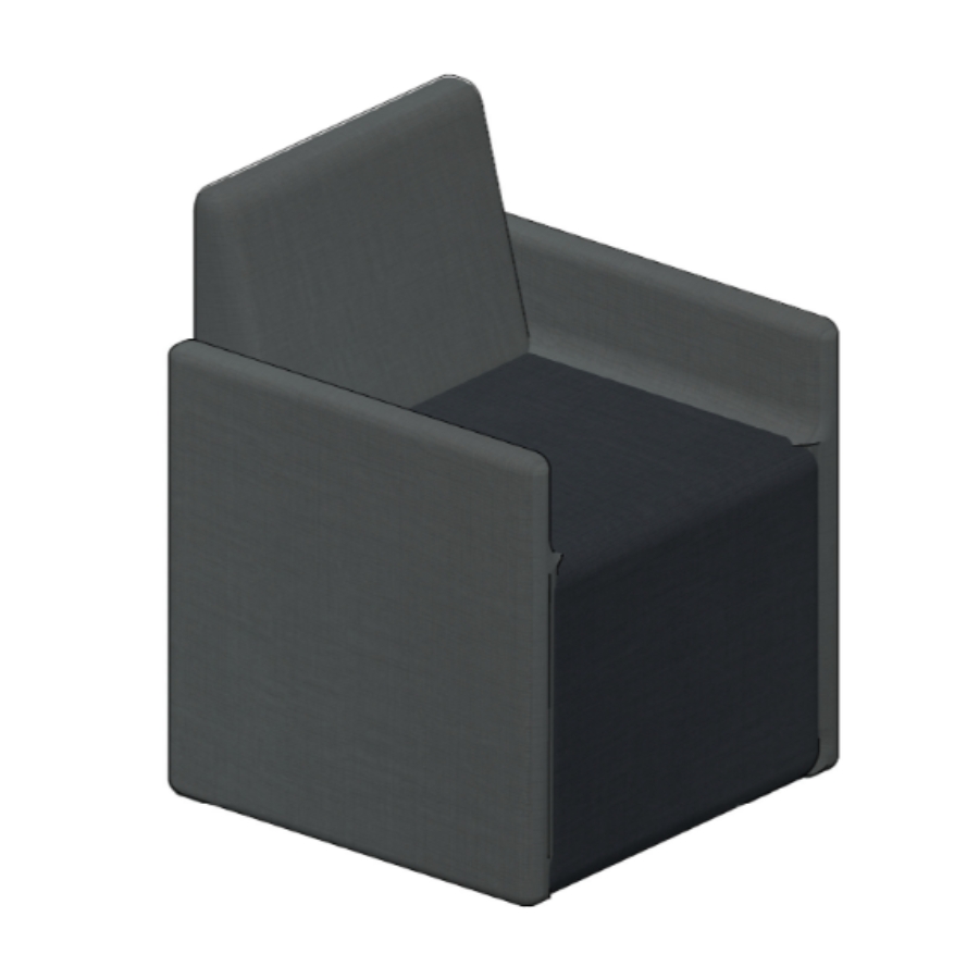 Linea Modular Lounge - 600W Seat with Armrests | Shade Base, Marble Back