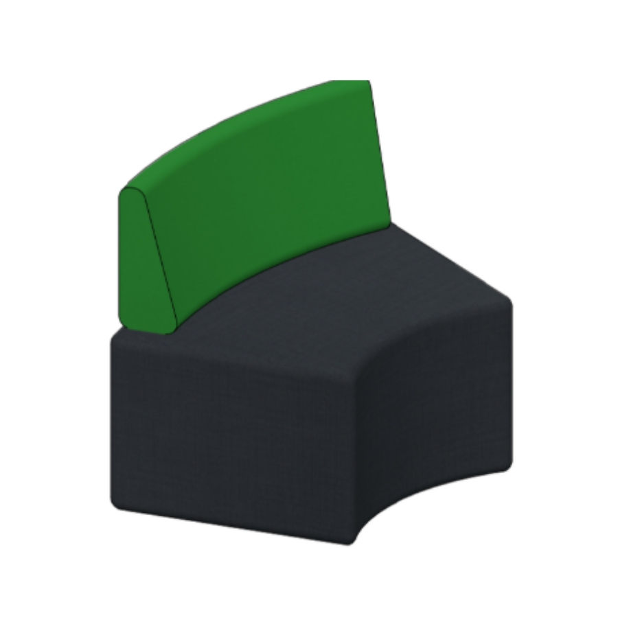Linea Modular Lounge - 600W Curved Seat | Shade Base, Grass Back