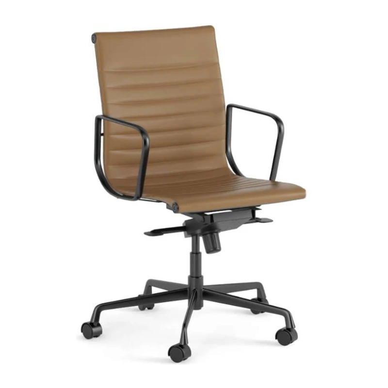Sax Medium Back - Tan Leather - Black Base & Arms