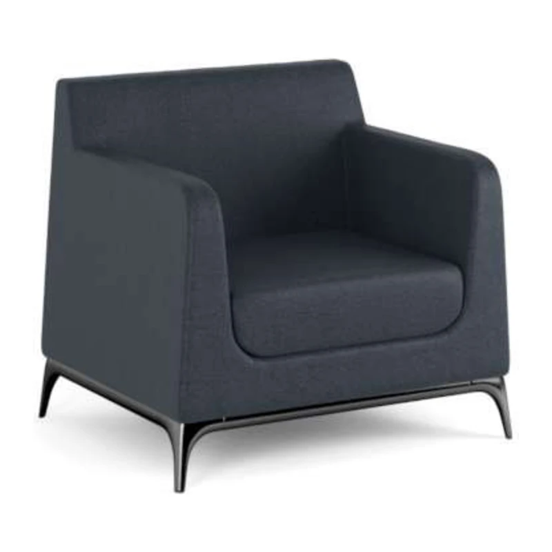 Tex - 1 Seater - Charcoal Fabric - Black Leg