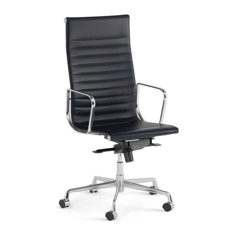 Sax High Back - Black Leather - Chrome Base