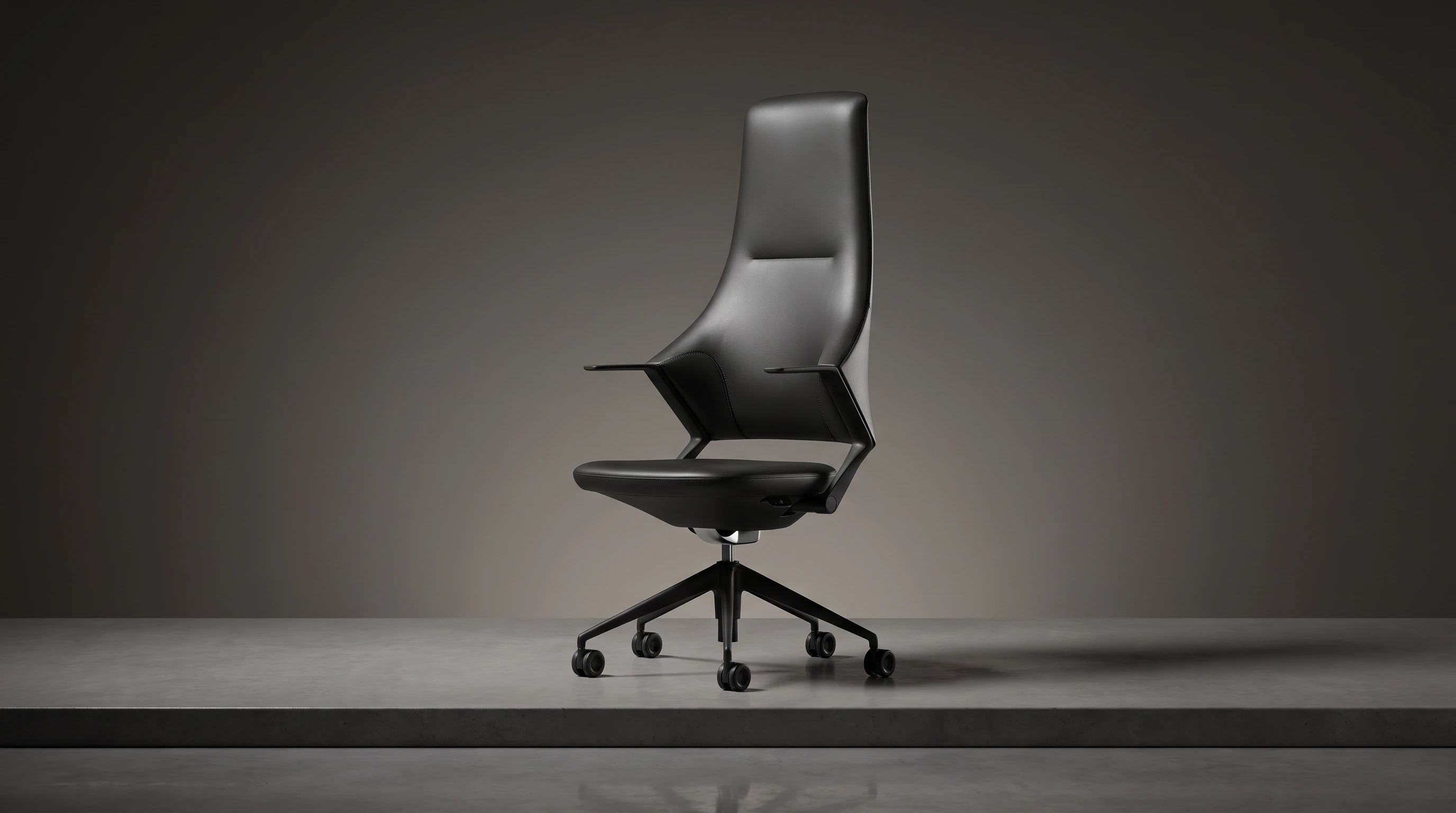 Cream Otto high back in a cream-toned executive office, fully tonal composition where chair and room share one…